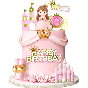 Pink Princess Cake Decorations Princess Cake Topper Princess Castle Cake Toppers For Girls Birthday Party Supplies Favors