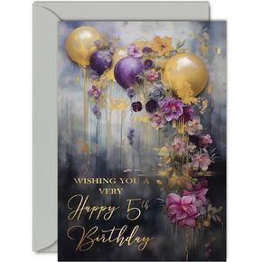 Beautiful Gold 99th Birthday Cards for Women Men - Golden Party Balloons - Elegant Traditional Pretty Birthday Card for 99 Year Old Woman Man Her Him, A5 Gorgeous Greeting Cards Gift