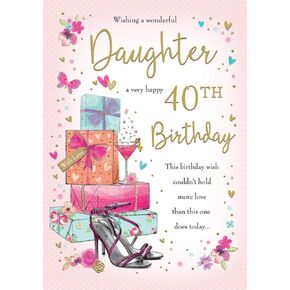 Piccadilly Greetings Traditional Milestone Age Birthday Card Age 40 Daughter - 10 x 7 inches -