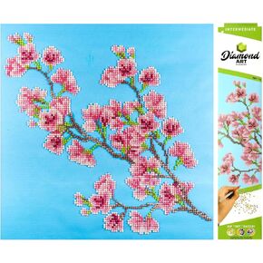 DIAMOND ART BY LEISURE ARTS Diamond Painting Kits for Adults 12"X12" Intermediate Cherry Blossom, Full Drill, Art Kits, Dimond Art, for Adults, Kit