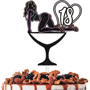 Glitter Crazy Girl 35 Cake Topper Let’s Glow Crazy Party Theme Decoration Supplies Women Girls Happy Birthday 35th Anniversary Party Decor Supplies