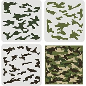 FINGERINSPIRE 3 pcs Camo Stencil Kit 11.8x11.8inch Camo Stencils for Spray Paint Camouflage Pattern Stencils for Painting on Wood, Canvas, Paper, Fabric, Floor, Wall and Tile