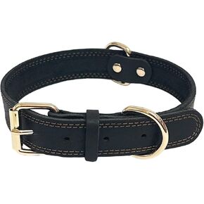 LWBMG Leather Dog Collar,Heavy Duty Dog Collar,Soft and Strong Leather Adjustable Dog Collar for Small Medium Dogs Red Medium