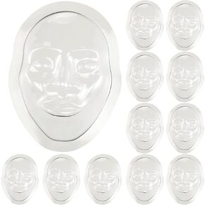 12 Pcs Plastic Make Face Mask Mold Clear Multi-Cultural Mask Making Kit Paintable Transparent Full Face Masquerade Mask for Artistic Project Classroom Art Theater Halloween Cosplay Party