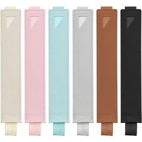 6Pcs Elastic Notebook Band Holders Adjustable Pen Sleeve Pouch PU Leather Adjustable Pencil Holder Straps for Notebook Planners Binders Books