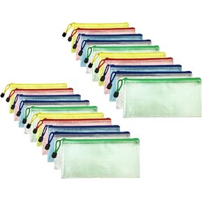 25 Pcs 5 Colors Small Plastic Zip Document,Clear Plastic Pouch with Zipper for Receipt,Check,Pencil,Mini Tool
