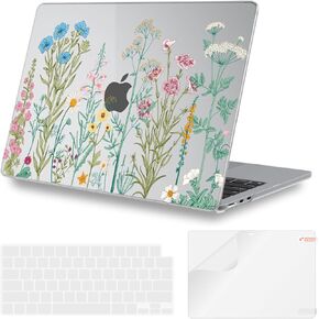iLeadon [Ultra Thin Armor] Compatible for MacBook Air 13.6 Inch Case M3 M2 2025 2024-2022 Release Model A3113 A2681,[100% Match Midnight] Plastic Hard Protective Cover+Keyboard Skin,Midnight Floral