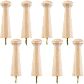 Xindojuz 8 PCS 3.3 Inch Wooden Shaker Pegs, Screw-on Solid Wooden Wall Hooks Wooden Peg Long Unfinished Wood Shaker Pegs Drying Hook for Hanging Clothes Hats Keys Bags Coats Towel Hook