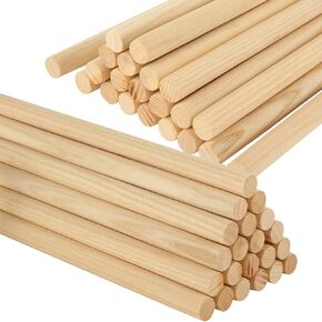 30 PCS Wooden Dowel Rods Wood Sticks 1/2 x 12 Inch Round Wooden Sticks for Craft, Macrame Dowel, Unfinished Wood Balsa Wood Sticks for Crafts and DIYers