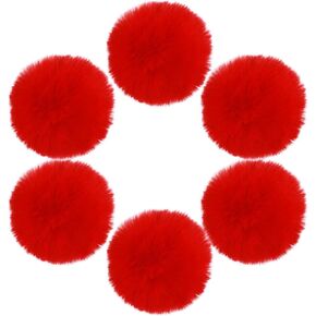 4 Inch Faux Fur Pom Poms for Hats, 6 PCS Craft Pompoms Small Fur Fluffy pom pom Ball with Elastic Loop, Removable Christmas Puff Balls Pom Poms for Hats for Knitting Hats Accessories(White)