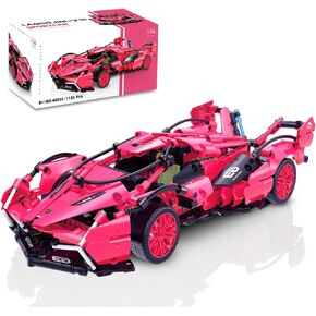 1:14 Pink Sport Car Building Kits,Collectible MOC Speed V12 Car Model Building Blocks, Technic Sport Cars Gifts for Boys Girls Ages 8 9 10 11 12+, Birthday (1126PCS)