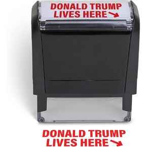 Donald Trump Lives Here Stamp - Self Inking Custom Stamp for Trump 2024 Merchandise, Office Supplies, Election Party Decorations, Fun Novelty Stamp