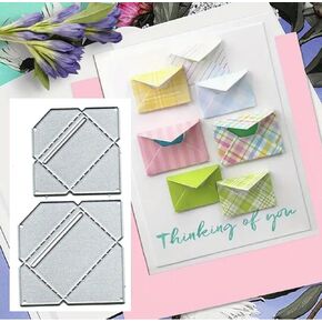 Suds&WH Envelope Letter Metal Die Cuts,Spring Flower Envelope Letter Cutting Dies Cut Stencils for DIY Invitation Card Scrapbooking Album Decorative Embossing Paper Dies Card Making, silver