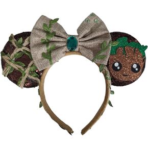 CLGIFT Princess Minnie Ears,Pick your color, Flower Minnie Ears, Floral minnie ears, Purple Sparkle Mouse Ears (Groot)