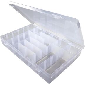 Craft County Embroidery Floss and Thread Organizer Box – 17 Compartments – Clear White Plastic – Empty (Organizer)