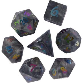 udixi prism الزجاج الزجاجي مجموعة 7pcs قوس قزح الزجاج DND DICE مع صندوق الهدايا للأبراج المحصنة والتنين D&D MTG Table Games (12 كوكبة)