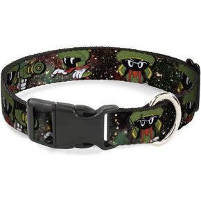 Buckle-Down Dog Collar Plastic Clip Marvin The Martian 4 Poses Galaxy, Multicolor, 1.5"" Wide - fits 16-23"" Neck - Medium (PC-WLTMM011-WM)