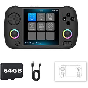 RG Cubexx Handheld Game Console RG Cubexx 3.95'' IPS Screen 720*720 with 64G TF Card Supports 3800mAh Battery,Supports TV and HDMI Retro Emulator Linux System Games Consoles(White)