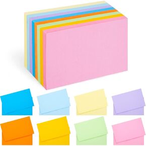 Koogel 272 Pieces Colored Index Cards, Blank Index Note Cards Bulk Neon Color Flash Cards Study Note Cards for School Learning Office Game Cards