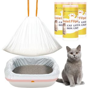 30 Count 31" x 18" Cat Litter Box Liners, Durable Thicken Drawstring Cat Litter Pan Liner Bags, Medium Kitty Waste Bags for Poop