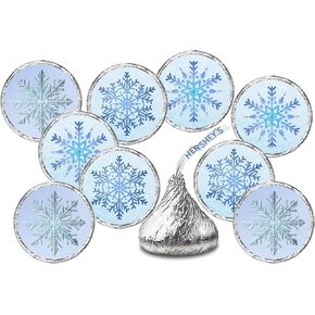 216 Snowflakes Kisses Stickers Labels, Christmas Kisses Stickers for Party Decorations, Gift Tags, Wrappers, Holiday Themed Party Favors Decor for Kisses. Made in USA