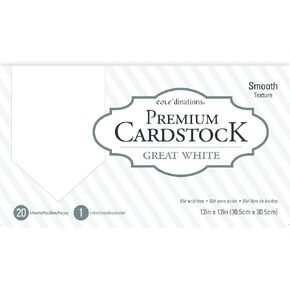 American Crafts White Core'dinations 12 x 12 Inch Value Pack 20 Sheets