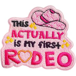 This Actually is My First R*deo Patch-3 Inches Iron On/Sew On Embroidered Applique Patch, Fabric Patches for Clothes Backpacks Hats Embroidered Patch Funny DIY Accessories Gifts for Cowboy Cowgirl