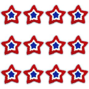 12 PCS Star Patches Patriotic Iron On Patch Chenille Patches Embroidered Patch for Independence Day Clothes Decor