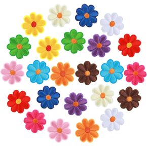 24Pcs Flower Iron on Patches Cute Flower Applique Patch Sew on Flower Applique Embroidery Patch for Skirts Shoes Shirts Socks Backpacks Envelopes DIY Crafts Girls Women(12 Colors)