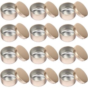Beavorty 12pcs شمعة شمعة حاويات شمعة مع غطاء شمعة دائرية فارغة القصدير 4 أوقية شمعية شمعية دائرية حاويات معدنية