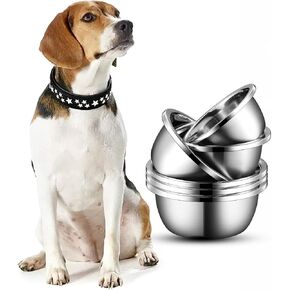 6 Pcs Stainless Steel Metal Dog Bowls Replacement Basic Dog Food Water Bowls,Dishwasher Safe,15 Cups,Heavy Duty