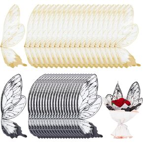 DELORIGIN 40 Sheets Butterfly Wrapping Paper Waterproof Flower Bouquet Wrapping Paper Bulk OPP Clear Floral Wrap for Birthday Wedding Anniversary Festival Flower Package Flower Shop DIY Craft Supplies