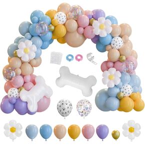 164pcs Blue Balloons Arch Garland Kit, Birthday Party Decorations, Daisy Bone Foil Balloons Blue Purple Yellow Pink Dog Puppy Theme for Boys Girls Baby Shower Supplies