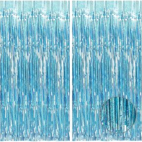 2 Pack Pink Tinsel Foil Fringe Party Backdrop Curtains 3.2x8.2 ft Pink Birthday Decorations for Girls Party Streamers for Princess Bachelorette Bridal Valentines Day Party Decorations Supplies