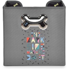 “The Bark Side Made Me Do It" Pet Toy Storage Bin, Fabric Dog Toy Storage Bin, Gray 12 x 12 x 12 | Foldable Cube Storage Bin | Gifts for Star Wars Fans (FF19386)