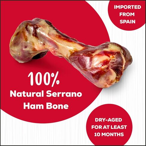 Genuine Serrano Ham Bone, 100% Natural, Dry Aged, for Medium Sized Dogs, Pack of 1 in Saudi Arabia