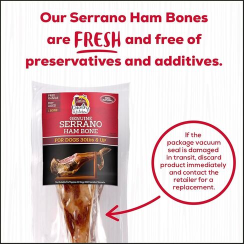 Genuine Serrano Ham Bone, 100% Natural, Dry Aged, for Medium Sized Dogs, Pack of 1 in Saudi Arabia