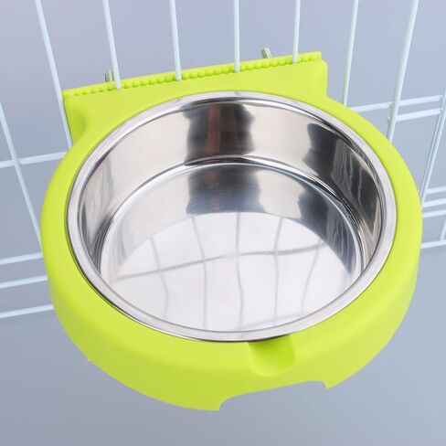 RUBYHOME Dog Bowl Feeder Pet Puppy Food Water Bowl, 2-in-1 Plastic Bowl & Stainless Steel Bowl, Removable Hanging Cat Rabbit Bird Food Basin Dish Perfect for Crates & Cages in Saudi Arabia