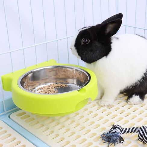 RUBYHOME Dog Bowl Feeder Pet Puppy Food Water Bowl, 2-in-1 Plastic Bowl & Stainless Steel Bowl, Removable Hanging Cat Rabbit Bird Food Basin Dish Perfect for Crates & Cages in Saudi Arabia