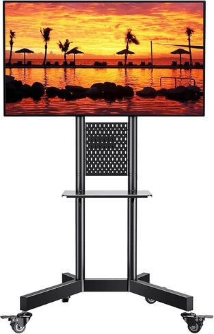 PERLESMITH Rolling TV Stand with Pegboard Storage for 32-85 Inch TVs Holds up to 132 Lbs, Height Adjustable Mobile TV Stand with Laptop Shelf, Portable tv Stand for 4K TVs Max VESA 600x400mm PSTVMC01 in Saudi Arabia