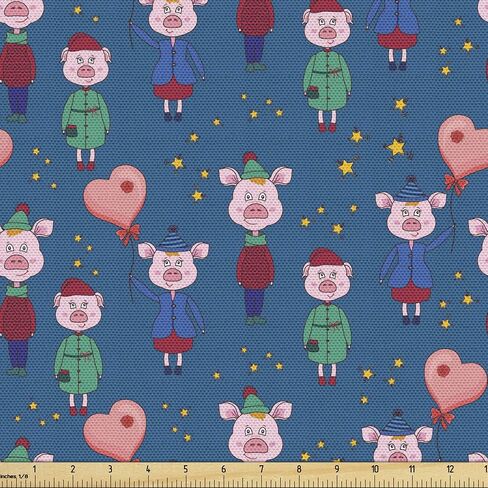 Ambesonne Floral Fabric من الفناء ، Art Nouveau Poppy Flowers Retro Spring Garden Betals Hobby & Seleing ، نسيج مزخرف لسلال تخزين النسيج تنجيد اللوح الأمامي ، 2 ياردة ، برتقالي in Kuwait