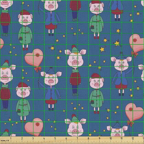 Ambesonne Floral Fabric من الفناء ، Art Nouveau Poppy Flowers Retro Spring Garden Betals Hobby & Seleing ، نسيج مزخرف لسلال تخزين النسيج تنجيد اللوح الأمامي ، 2 ياردة ، برتقالي in Kuwait