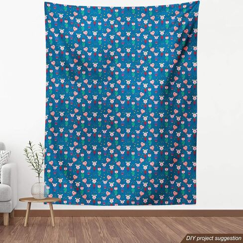 Ambesonne Floral Fabric من الفناء ، Art Nouveau Poppy Flowers Retro Spring Garden Betals Hobby & Seleing ، نسيج مزخرف لسلال تخزين النسيج تنجيد اللوح الأمامي ، 2 ياردة ، برتقالي in Kuwait