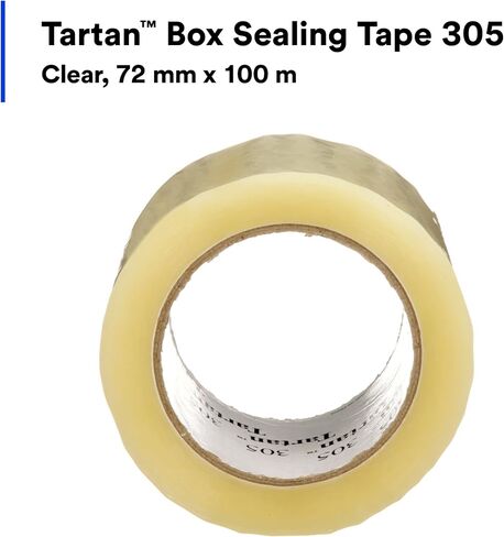 3M Tartan Box Sealing Tape 305 ، واضحة ، واجب الضوء ، دائمة ، 2.83 في × 109.36 ياردة (72 مم × 100 م) ، 24 لفات/حالة in Saudi Arabia