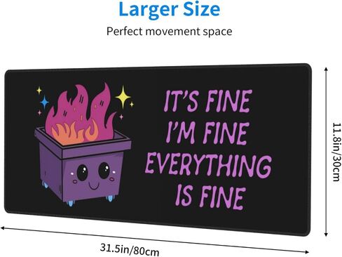 Dumpster on Fire Gaming Mouse Pad, 31.5 x 11.8 Inch Large Mouse Pads for Desk, Keyboard Mouse Mat with Non-Slip Base for Home and Office in Saudi Arabia