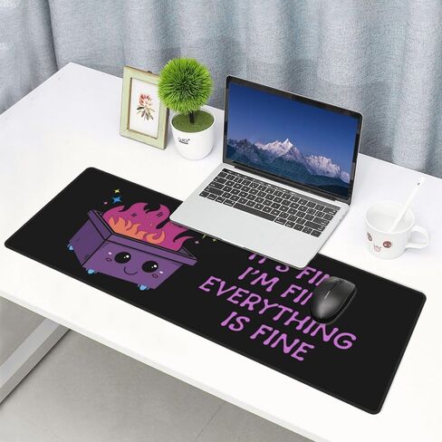 Dumpster on Fire Gaming Mouse Pad, 31.5 x 11.8 Inch Large Mouse Pads for Desk, Keyboard Mouse Mat with Non-Slip Base for Home and Office in Saudi Arabia