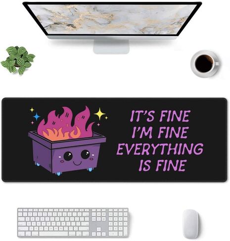 Dumpster on Fire Gaming Mouse Pad, 31.5 x 11.8 Inch Large Mouse Pads for Desk, Keyboard Mouse Mat with Non-Slip Base for Home and Office in Saudi Arabia