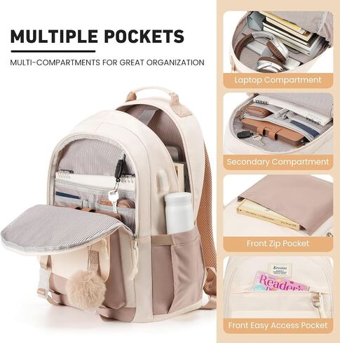 School Backpack for Teen Girls, 15.6 Inch College Backpack Elementary Middle High School Bag Large Cute Bookbags, Lightweight Laptop Backpacks Casual Daypack Kids Book Bag for Women Students in Saudi Arabia