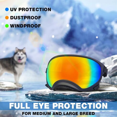 Pacify Dog Goggles for Large Dogs, UV Protection Dog Sunglasses with Adjustable Strap for Medium Large Dog Pet Glasses in Saudi Arabia