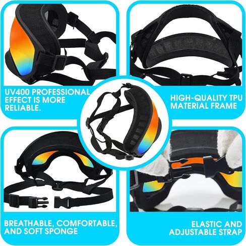 Pacify Dog Goggles for Large Dogs, UV Protection Dog Sunglasses with Adjustable Strap for Medium Large Dog Pet Glasses in Saudi Arabia